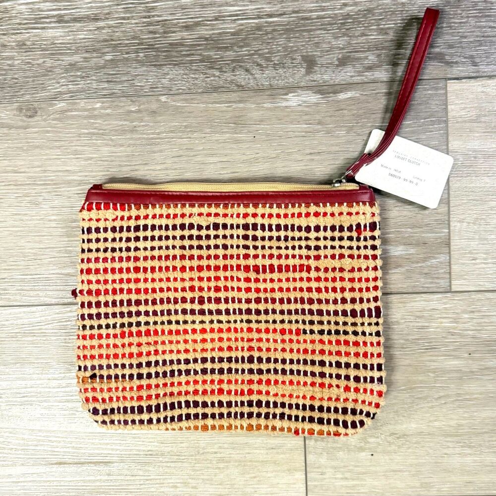 Peruvian Connection Loubet Woven Clutch Wristlet Boho Artisan Stripe Zip Pouch